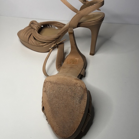 Antonio Melani Knotted Strap High Heels Genuine Leather Size 6 Nude - Picture 6 of 7